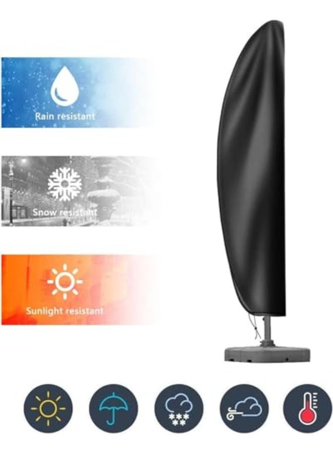 CLENEA Outdoor Patio Cantilever Umbrella Cover, Waterproof UV Resistant Dustproof Market Parasol Cover, with Zipper, Durable 420D Polyester Black - Image 4